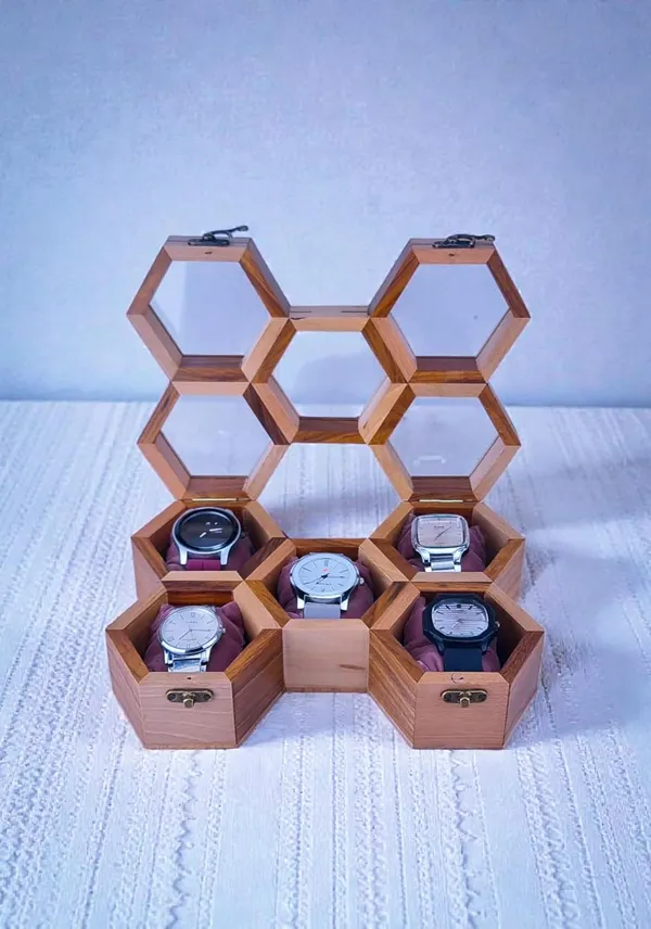 Wooden_Hexagonal_Watch_Storage_Box