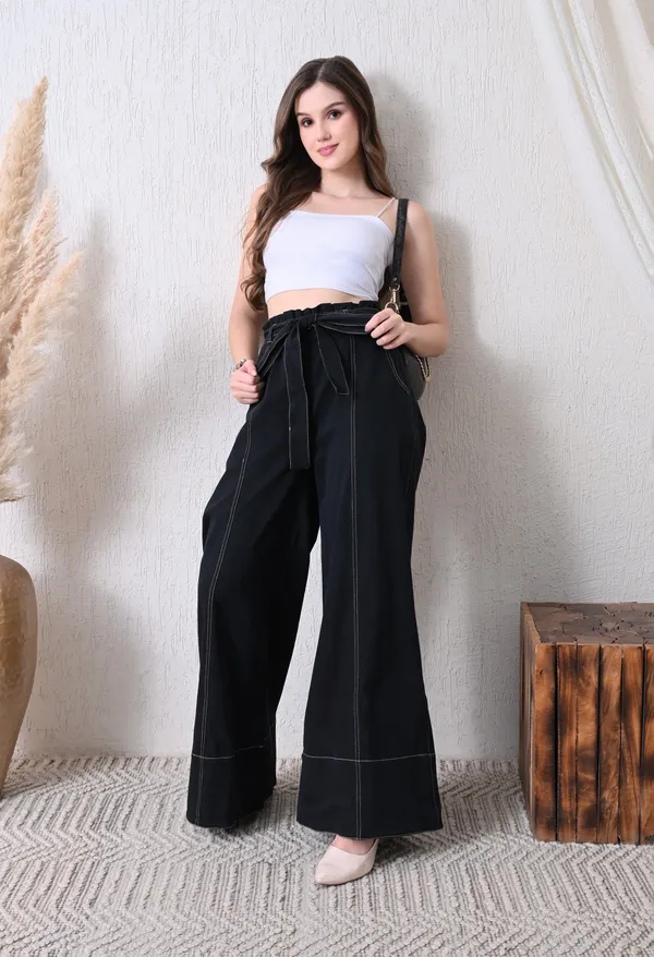 Navy_Blue_High_Waist_Tie_Up_Wide_Leg_Pants_For_Women