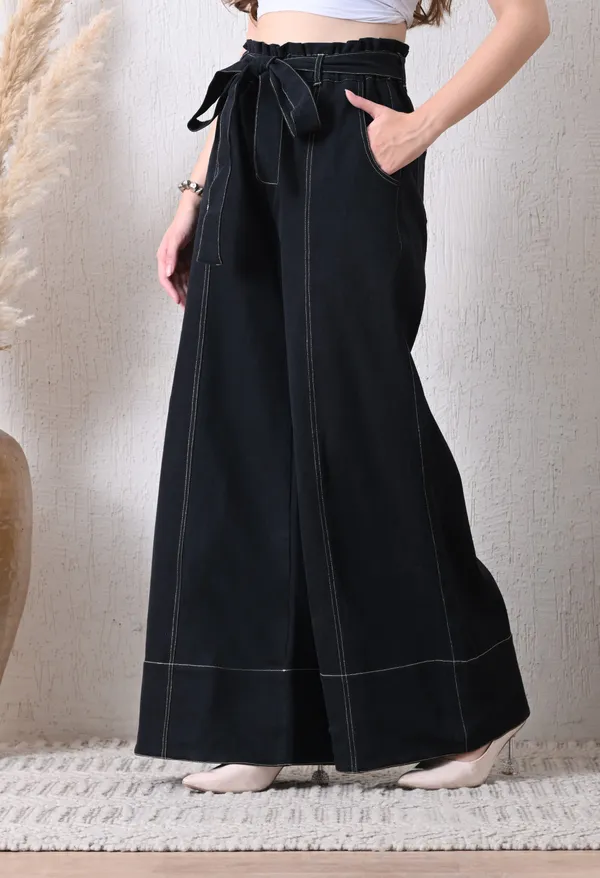 Navy_Blue_High_Waist_Tie_Up_Wide_Leg_Pants_For_Women