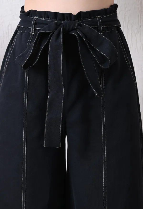 Navy_Blue_High_Waist_Tie_Up_Wide_Leg_Pants_For_Women