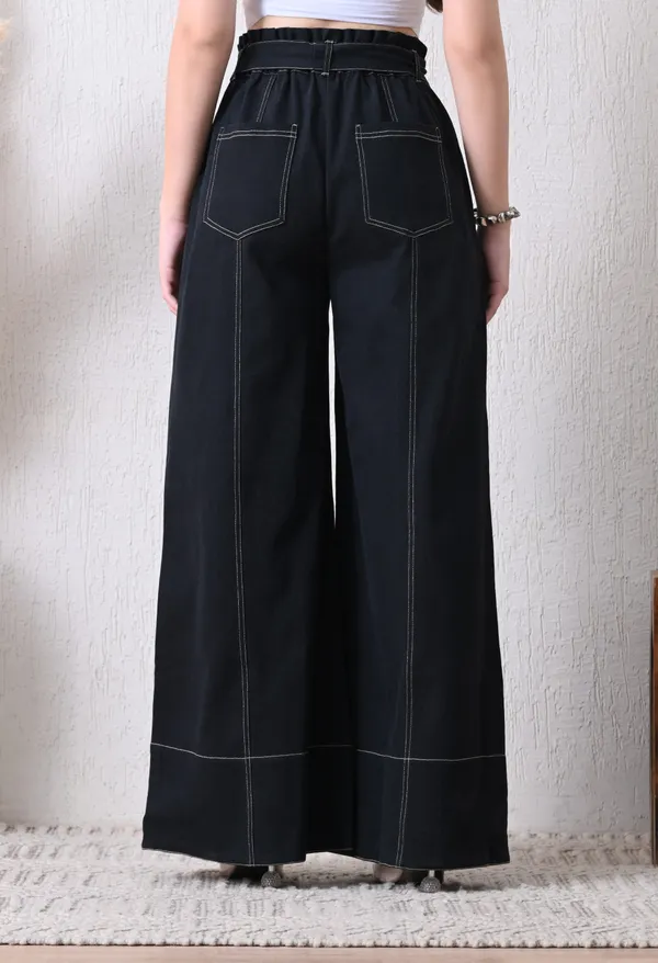 Navy_Blue_High_Waist_Tie_Up_Wide_Leg_Pants_For_Women