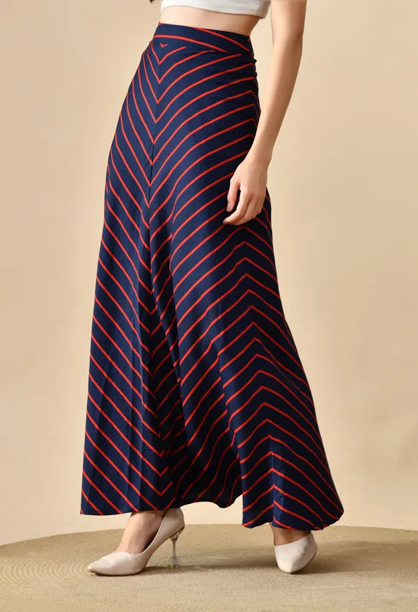 Blue_And_Red_Chevron_Stripe_Skirt_For_Women