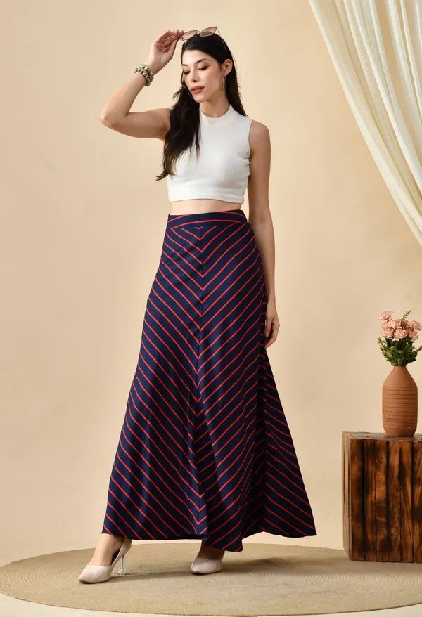 Blue_And_Red_Chevron_Stripe_Skirt_For_Women