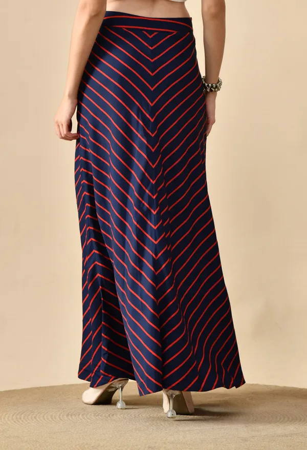 Blue_And_Red_Chevron_Stripe_Skirt_For_Women
