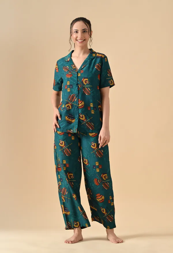 Teal_Green_Ethnic_Motif_Printed_Lounge_Co_Ord_Set_For_Women