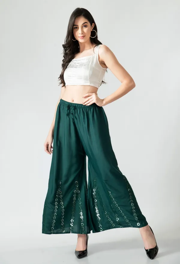Dark_Green_Elegant_Embellished_Palazzo_Pants_With_Flowing_Silhouette_For_Women