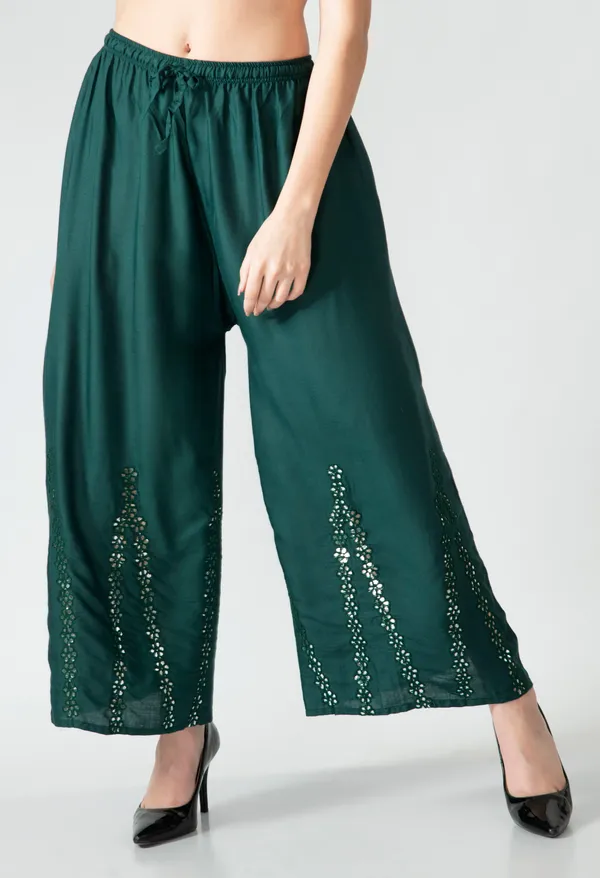 Dark_Green_Elegant_Embellished_Palazzo_Pants_With_Flowing_Silhouette_For_Women