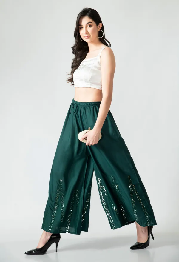 Dark_Green_Elegant_Embellished_Palazzo_Pants_With_Flowing_Silhouette_For_Women