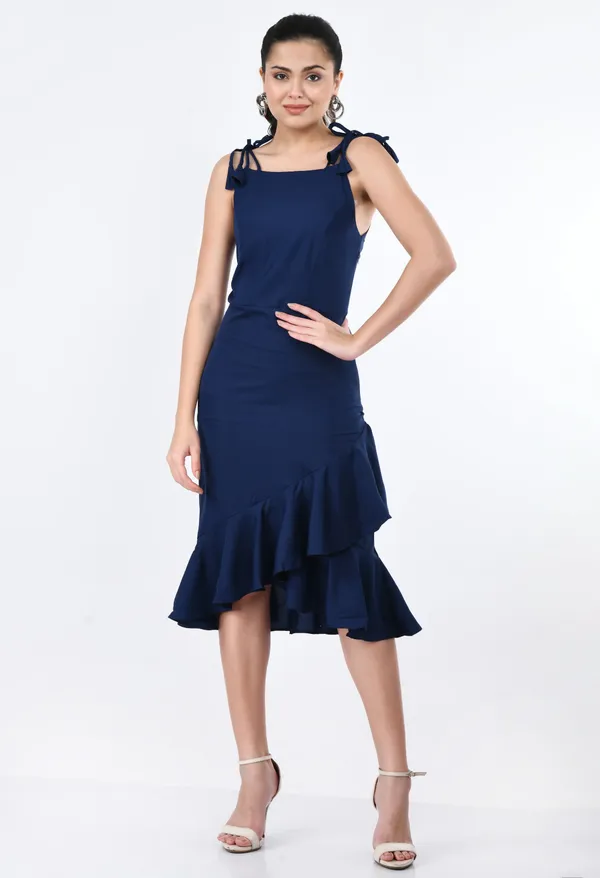 Navy_Blue_Tie_Strap_Ruffle_Hem_Midi_Dress_For_Women