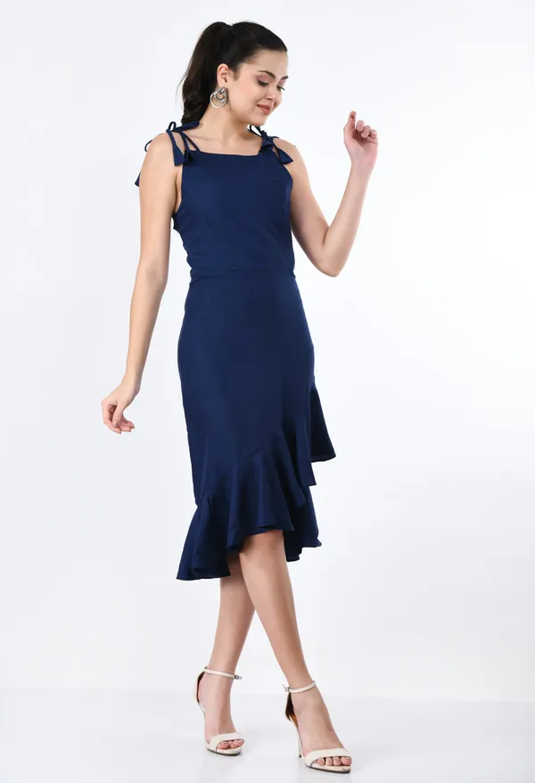 Navy_Blue_Tie_Strap_Ruffle_Hem_Midi_Dress_For_Women