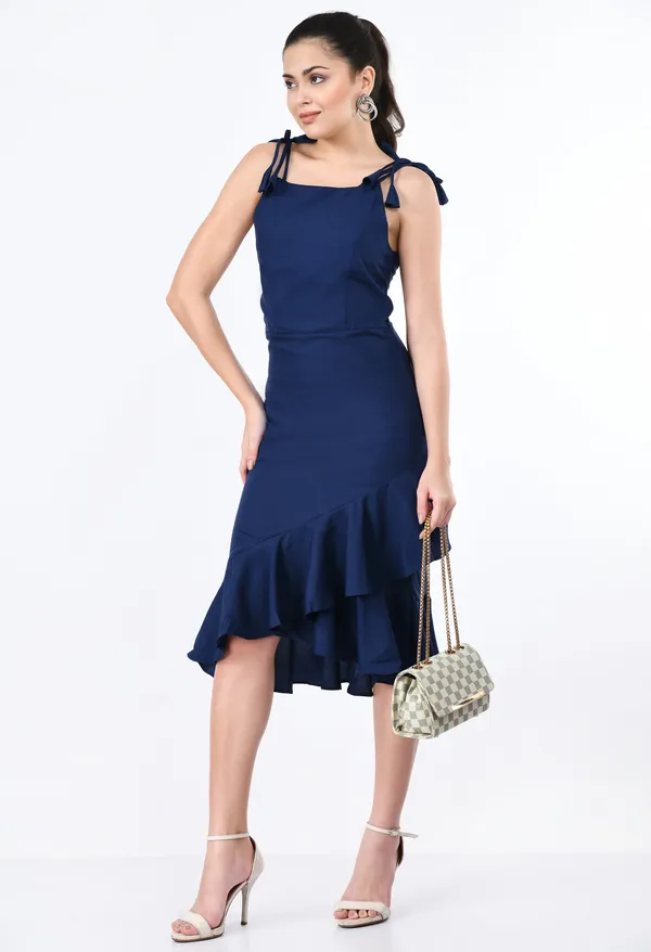 Navy_Blue_Tie_Strap_Ruffle_Hem_Midi_Dress_For_Women