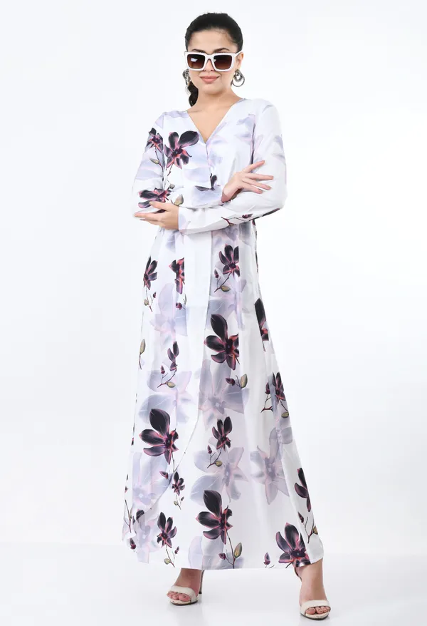 White_Elegant_Floral_Print_Maxi_Dress_For_Women