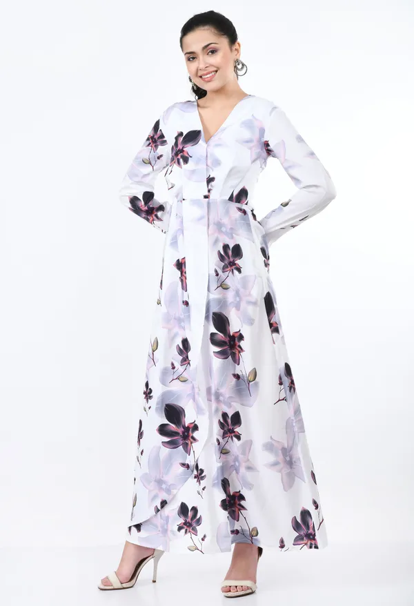 White_Elegant_Floral_Print_Maxi_Dress_For_Women