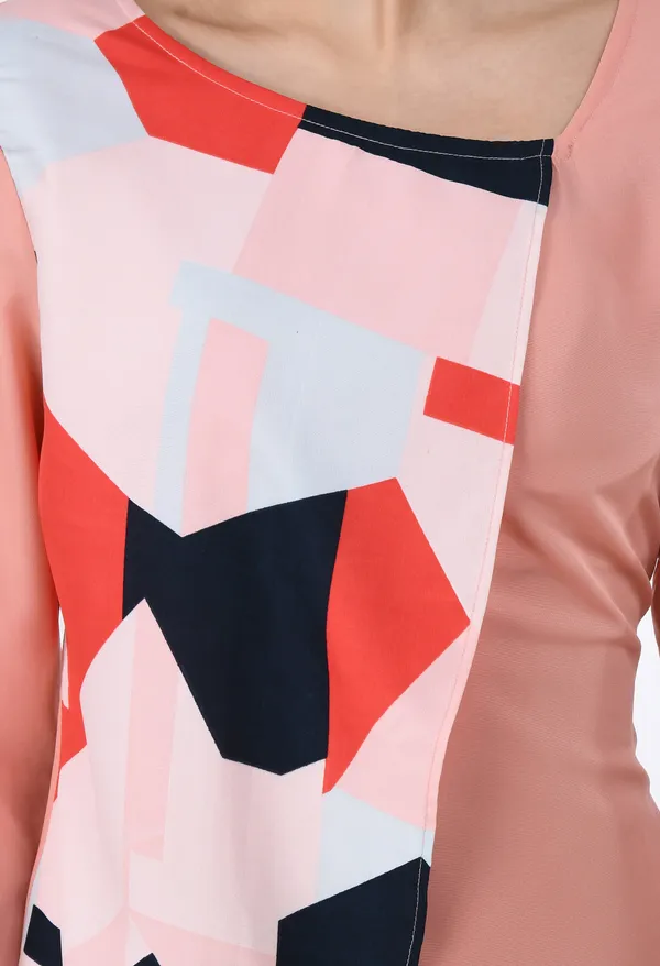 Peach_Block_Asymmetrical_Panel_Midi_Dress_For_Women