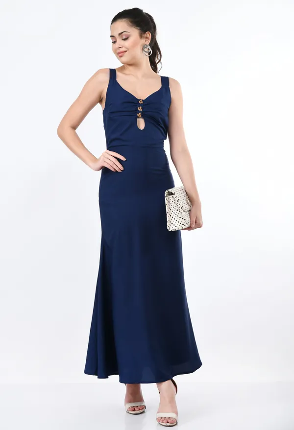 Navy_Blue_Elegant_Sleeveless_Maxi_Dress_With_Ruched_Front_Detail_For_Women