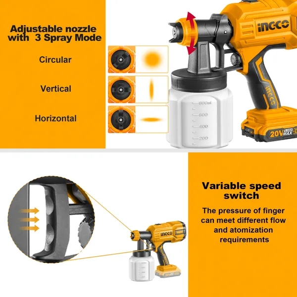 Ingco_20V_Cordless_Spray_Gun,_120Din-S,_800Ml/Min,_1000Ml_Container_Csgli20042_Hvlp_Sprayer_(Multicolour)