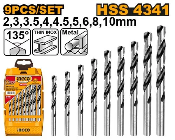 Ingco_Akd1095_9Pcs_Hss_Drill_Bit_Set_(2-10Mm)_9Pcs_Hss_Drill_Bit_Set