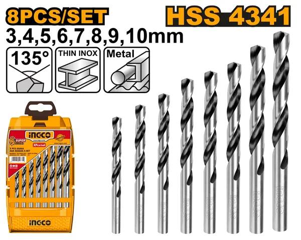 Ingco_Akdb1088_8Pcs_Hss_Twist_Drill_Bit_Set_(3-10Mm)_For_Metal_Work