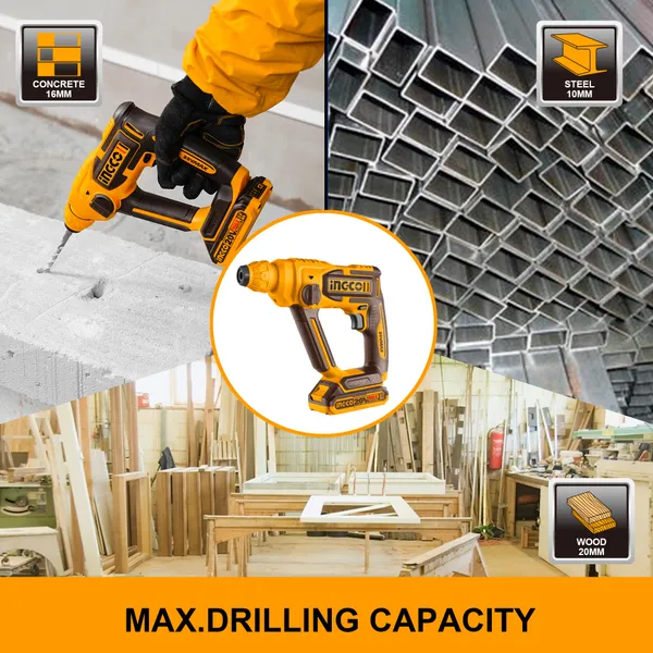 Ingco_Crhli201681_,2Ah_Battery,_With_Charger_20V_Cordless_Sds-Plus_Rotary_Hammer_Drill_(16_Mm_Chuck_Size,_480_W)