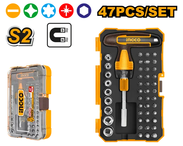 Ingco_47-Piece_T-Handle_Ratchet_Screwdriver_&_Socket_Set_(Cr-V_Steel,_Magnetic_Bits)_Combination_Screwdriver_Set_(Set_Of_47)