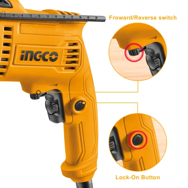 Ingco_Froward/Reverse_Switch_Electric_Drill_With_Depth_Gauge_Impact_Drill,_680W_|_0-3000Rpm_|_13Mm_Power_Hammer_Drills_Impact_Driver_(13_Mm_Chuck_Size,_680_W)