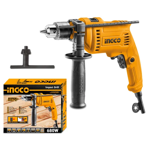 Ingco_Froward/Reverse_Switch_Electric_Drill_With_Depth_Gauge_Impact_Drill,_680W_|_0-3000Rpm_|_13Mm_Power_Hammer_Drills_Impact_Driver_(13_Mm_Chuck_Size,_680_W)