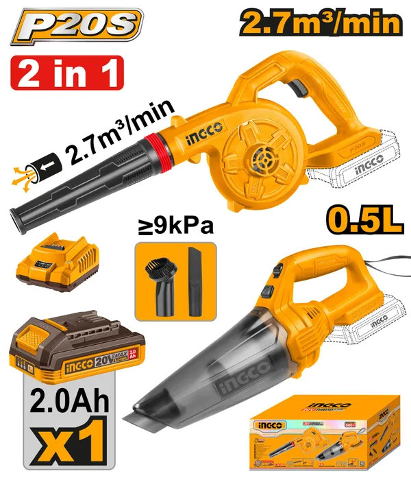 Ingco_Cordless_2_Pcs_Combo_Kit_With_1Pcs_Cordless_Vacuum_Cleaner,_1Pcs_Cordless_Air_Blower_(Cordless)