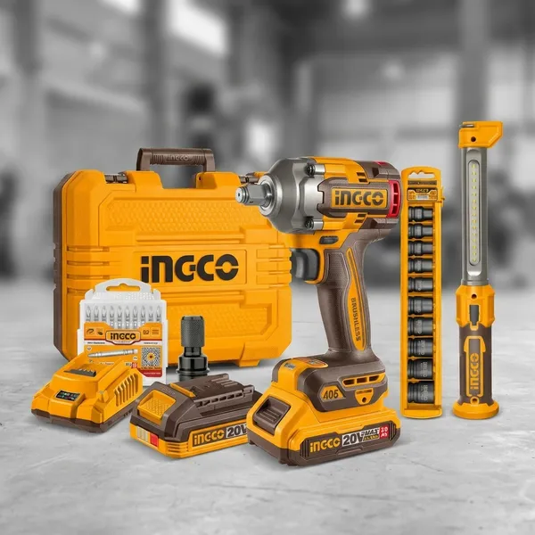 Ingco_20V_Cordless_Brushless_Impact_Wrench_405Nm_With_2.0Ah_Batteries,_Combo_Kit_Cordless_Impact_Wrench_(1/2_Inch)