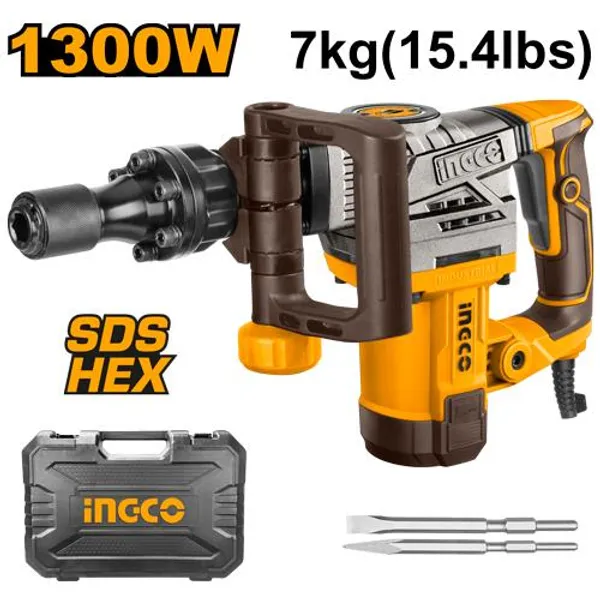 Ingco_Pdb130018_Demolition_Breaker_7Kg_With_2Pcs_Chisels_Pdb130018_Demolition_Breaker_7Kg_With_2Pcs_Chisels_Impact_Driver_(1_Mm_Chuck_Size,_1300_W)