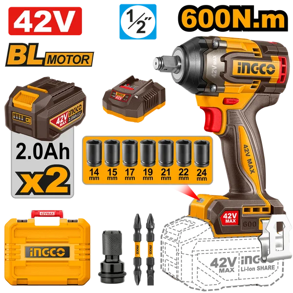 Ingco_42V_600Nm_Ciwli42602_Cordless_Impact_Wrench_(1/2_Inch)