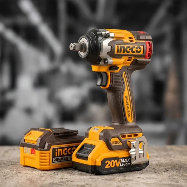 Ingco_Cordless_Combo_Kit_65_Nm_Ratchet_Wrench,_Led_Work_Lamp_&_500_Nm_Cordless_Impact_Wrench_(1/2_Inch)