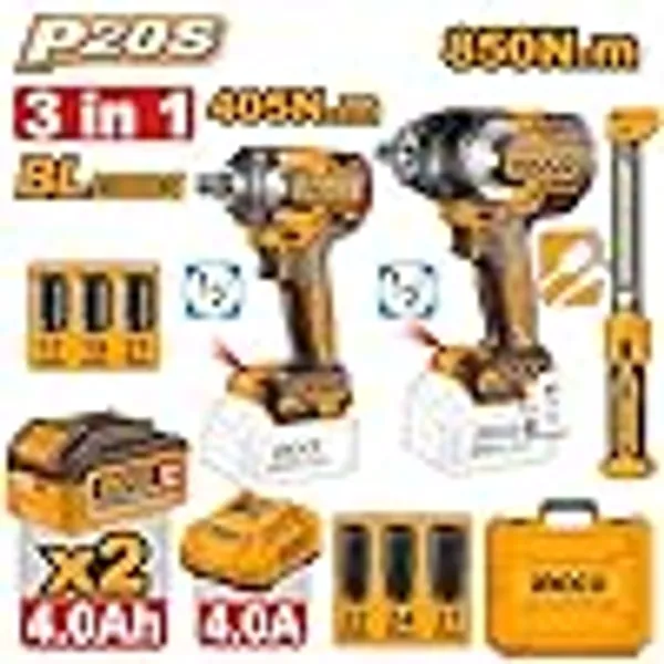 Ingco_3_In_1_Combo_Kit_Led_Work_Lamp_With_850Nm_&_405Nm_Cordless_Impact_Wrench_(1/2_Inch)