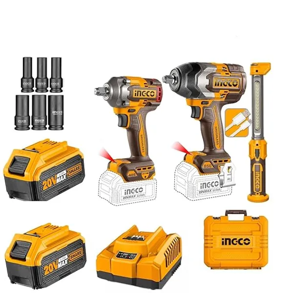 Ingco_3_In_1_Combo_Kit_Led_Work_Lamp_With_850Nm_&_405Nm_Cordless_Impact_Wrench_(1/2_Inch)