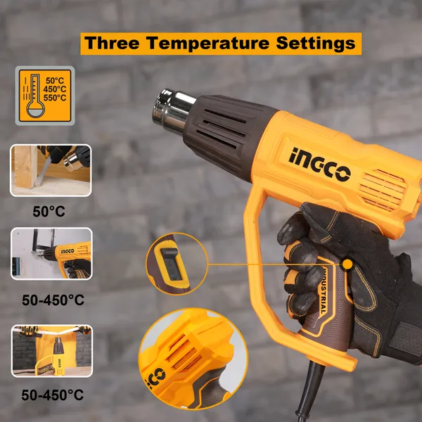 Ingco_Heat_Gun_With_3_Nozzles,_50/450_C/550_C_2000_W_Heat_Gun