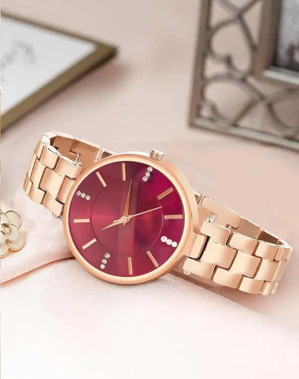 Maroon_Stainless_Steel_Premium_Analog_Watch_For_Women