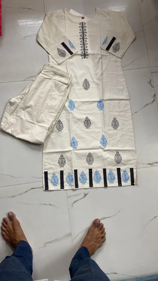 Offwhite_Embroidered_Kurta_Set_With_Blue_And_Black_Motifs