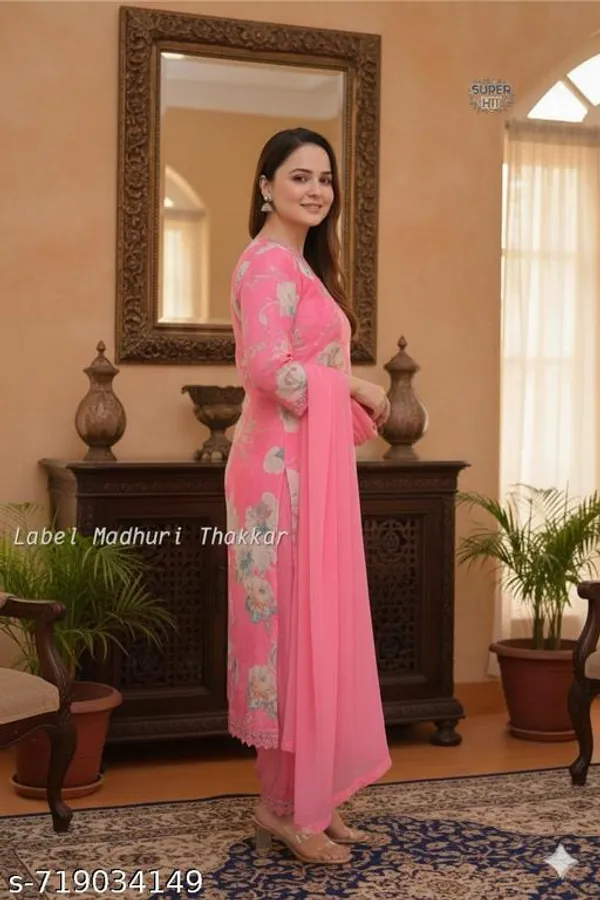 Women_Printed_And_Lace_Kurta_With_Trousers_With_Dupatta