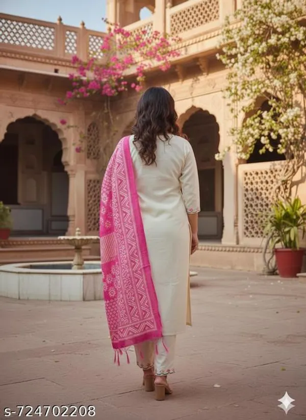 Embroidered_Kurta_Pant_Dupatta_Set_In_Pure_Cotton_Khadi_Fabric