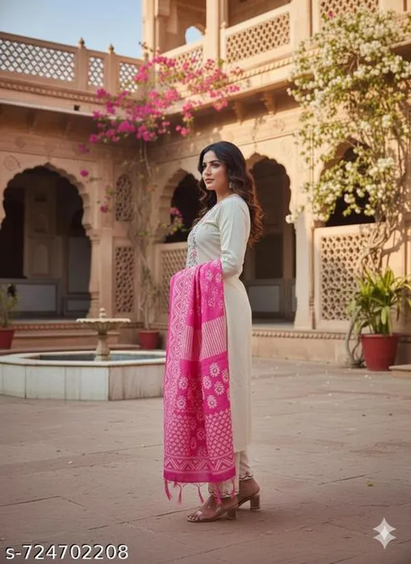 Embroidered_Kurta_Pant_Dupatta_Set_In_Pure_Cotton_Khadi_Fabric