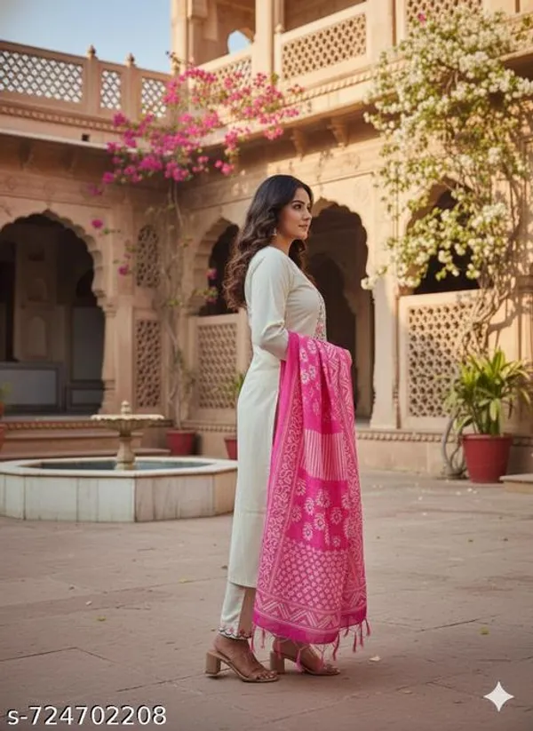 Embroidered_Kurta_Pant_Dupatta_Set_In_Pure_Cotton_Khadi_Fabric