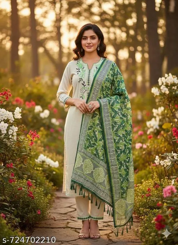 Embroidered_Kurta_Pant_Dupatta_Set_In_Pure_Cotton_Khadi_Fabric
