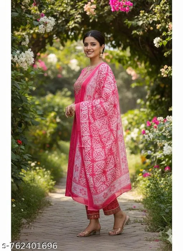 Embroidered_Bandhani_Design_Kurtaset_With_Dupatta_And_Embrodered_Kurtiset_With_Dupatta_Combo_Pack_Of_2