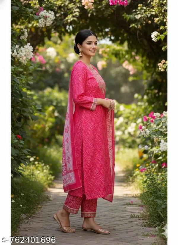 Embroidered_Bandhani_Design_Kurtaset_With_Dupatta_And_Embrodered_Kurtiset_With_Dupatta_Combo_Pack_Of_2