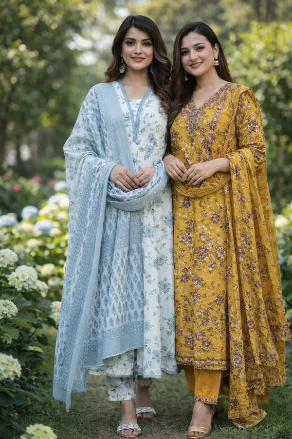 Hidelook_Floral_Print_Gown_Set_With_Dupatta_And_Kurta_Set_With_Dupatta_Combo_Pack_Of_2