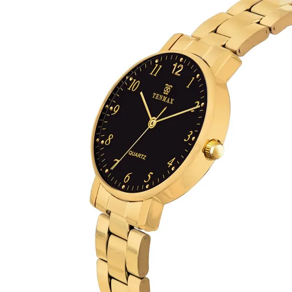 Aura_Quartz_3055_Elegant_Analog_Gold_Watch_For_Women_Black_Dial