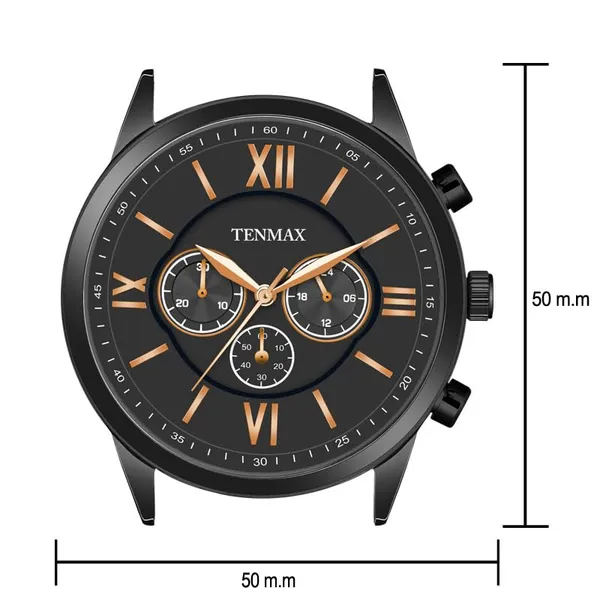 Flynn_6120_Multi_Function_Black_Dial_Black_Chain_Strap_Analog_Watch_For_Men