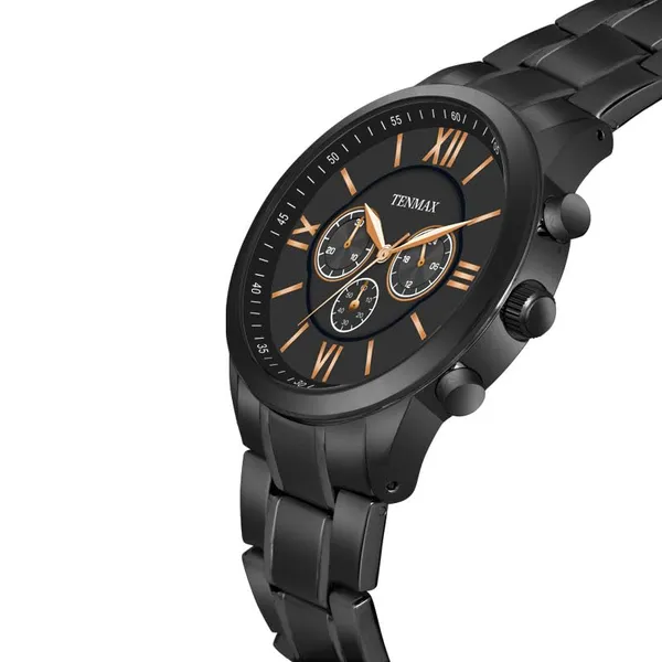 Flynn_6120_Multi_Function_Black_Dial_Black_Chain_Strap_Analog_Watch_For_Men