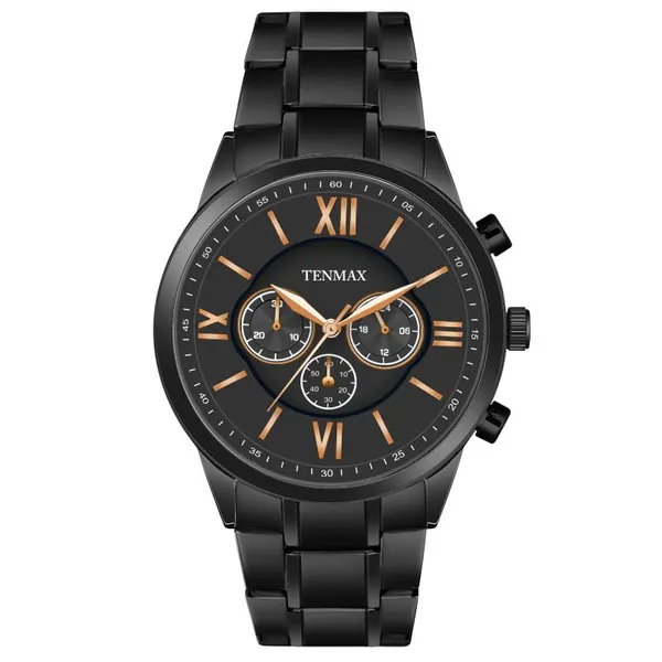 Flynn_6120_Multi_Function_Black_Dial_Black_Chain_Strap_Analog_Watch_For_Men