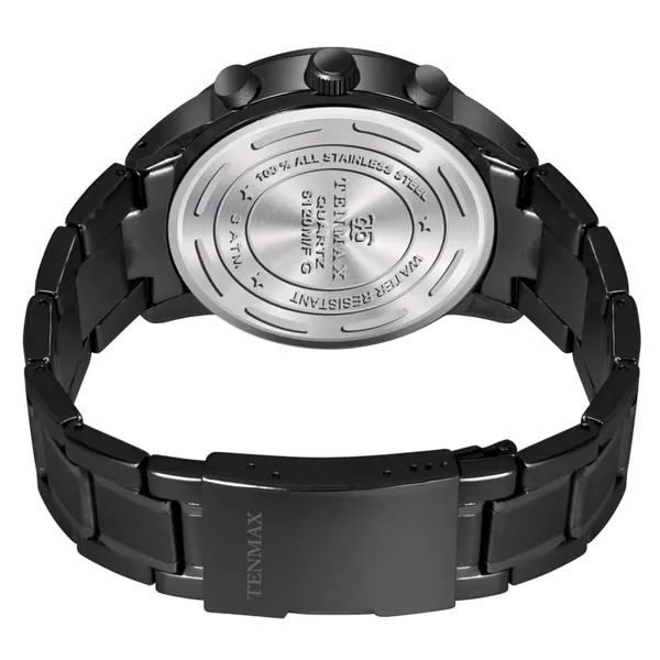 Flynn_6120_Multi_Function_Black_Dial_Black_Chain_Strap_Analog_Watch_For_Men