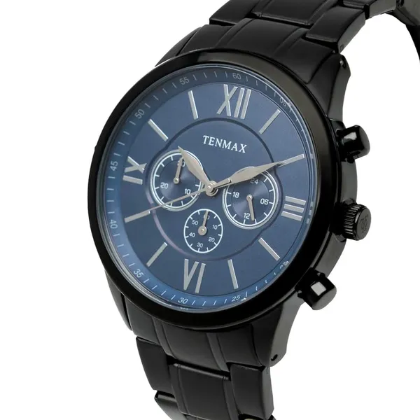 Flynn_6120_Multi_Function_Black_Dial_Black_Chain_Strap_Analog_Watch_For_Men